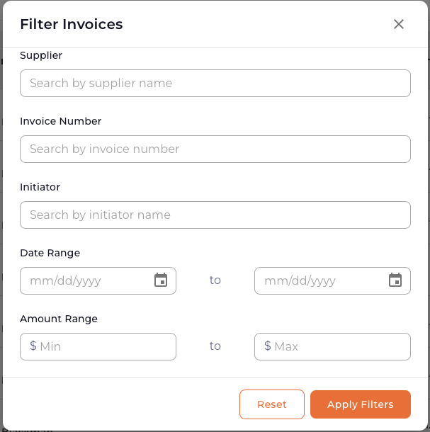 Filter Invoices